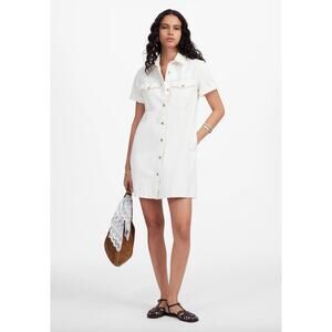 Madewell Denim Boxy Shirtdress Vintage Canvas White Relaxed Mini Small NWT